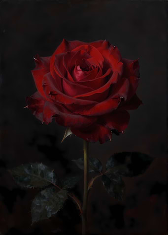 Deep Red Rose on Dark Background