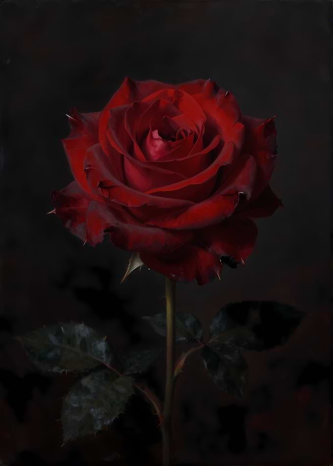 Deep Red Rose on Dark Background