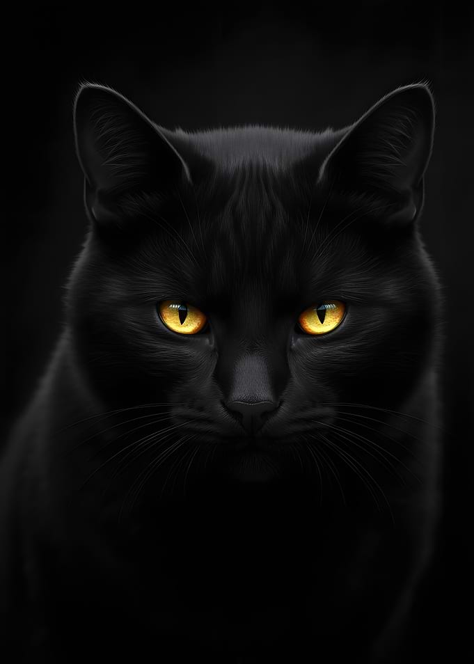 Black Cat with Yellow Eyes