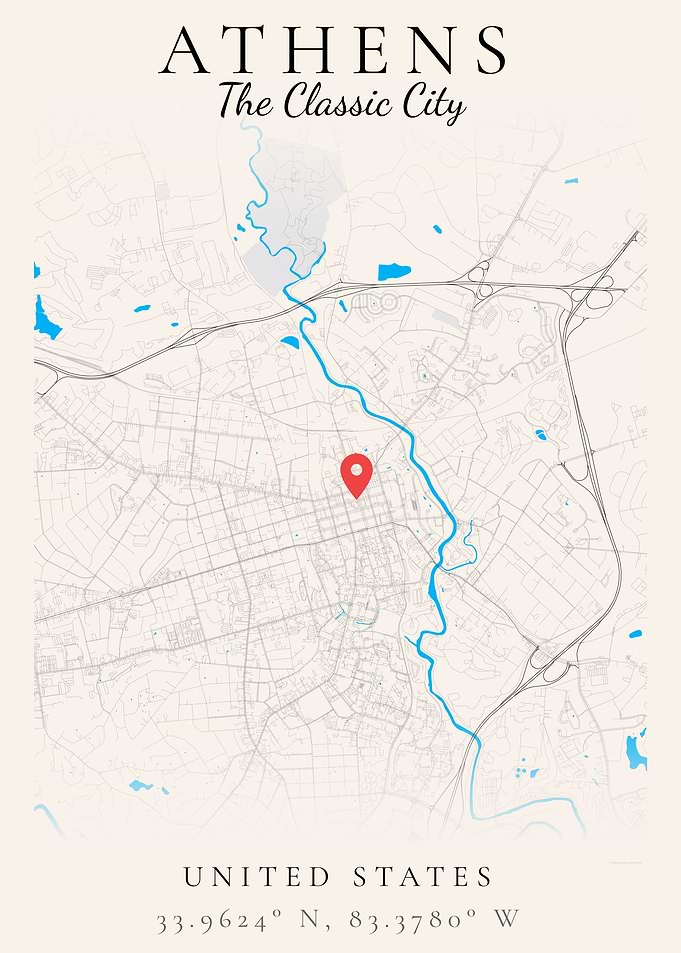 Athens Georgia US Map