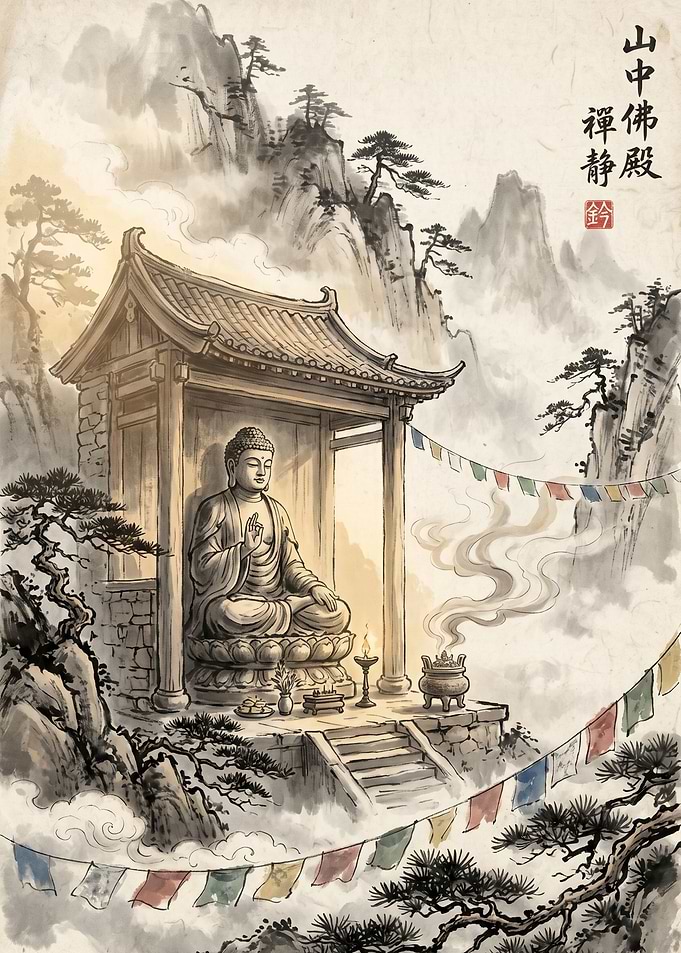 Buddha Statue in Mountain Temple