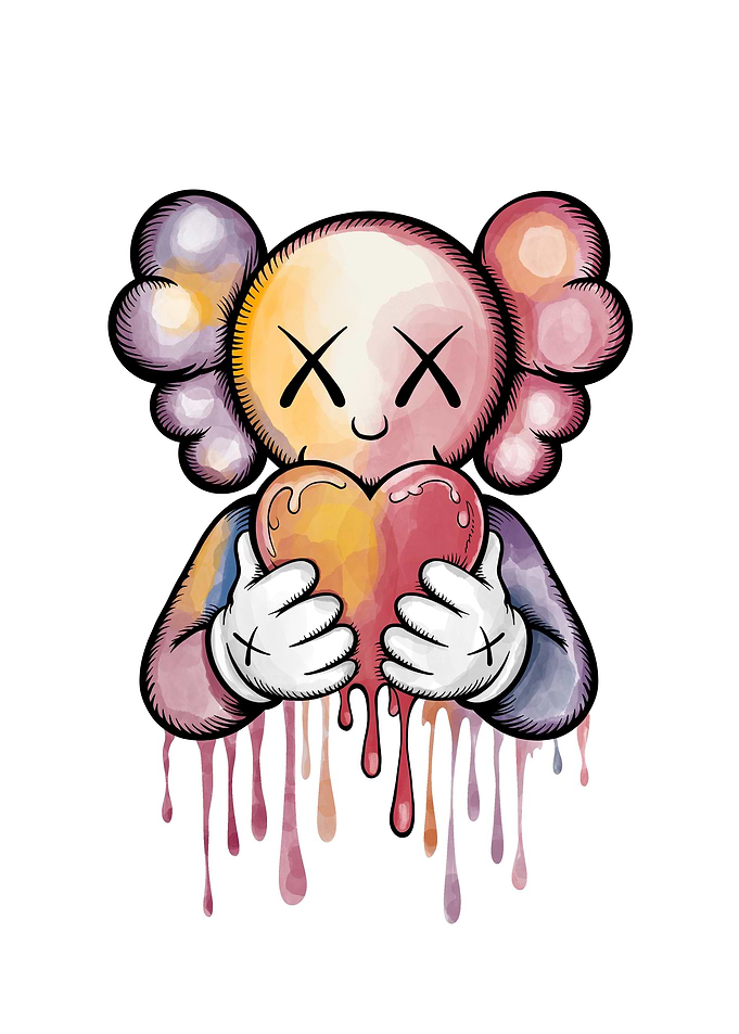 KAWS Companion Drip Heart Art