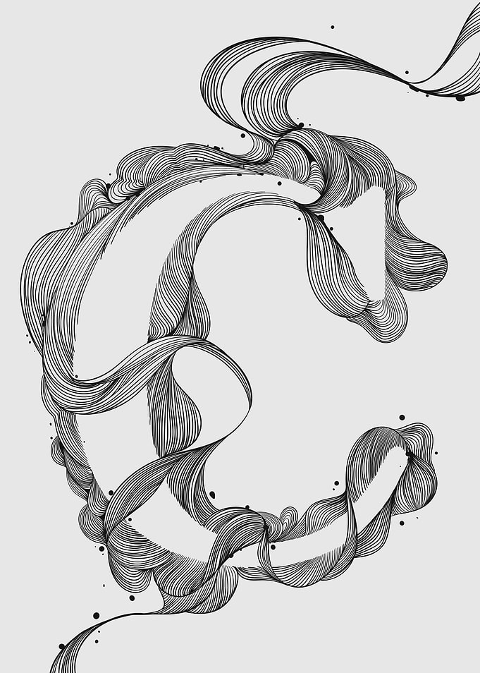 illustration of the letter C with curved lines style