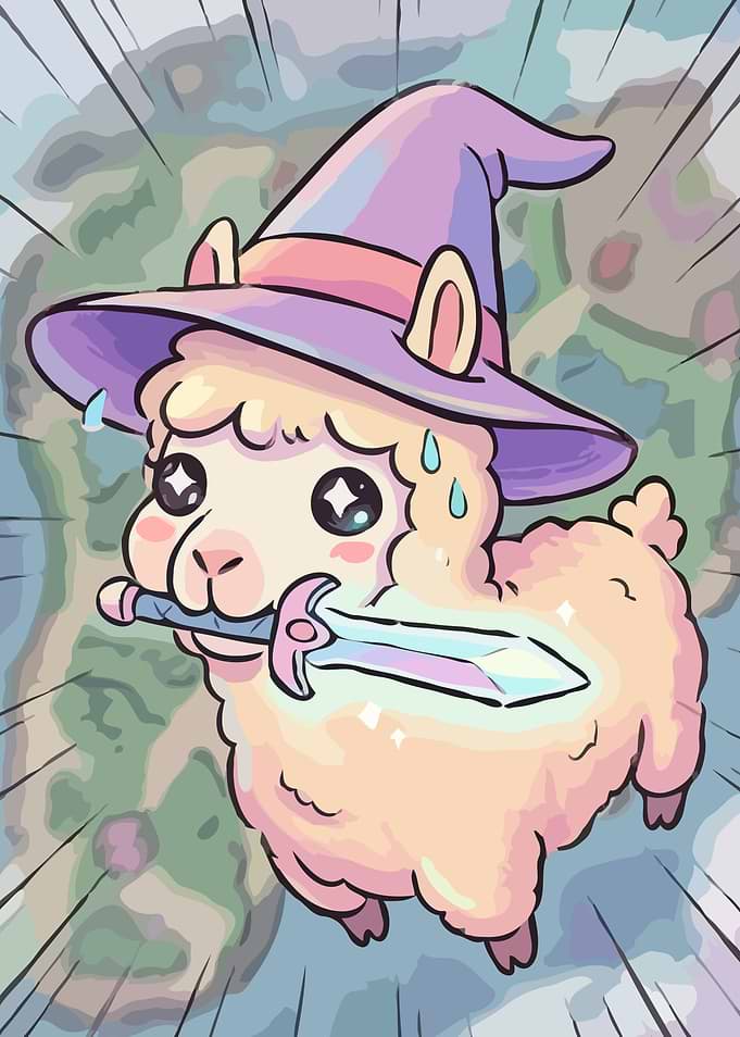 Battle Llama - Cute RPG Witch Sword