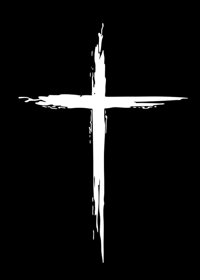 White Brushstroke Cross on Black