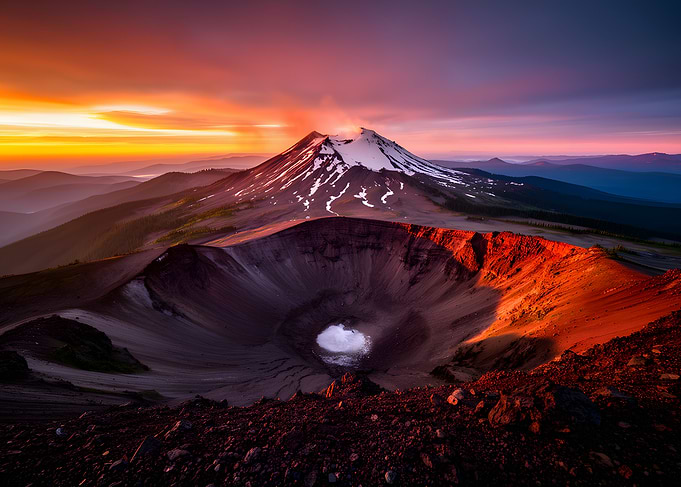Volcano Crater at Sunrise