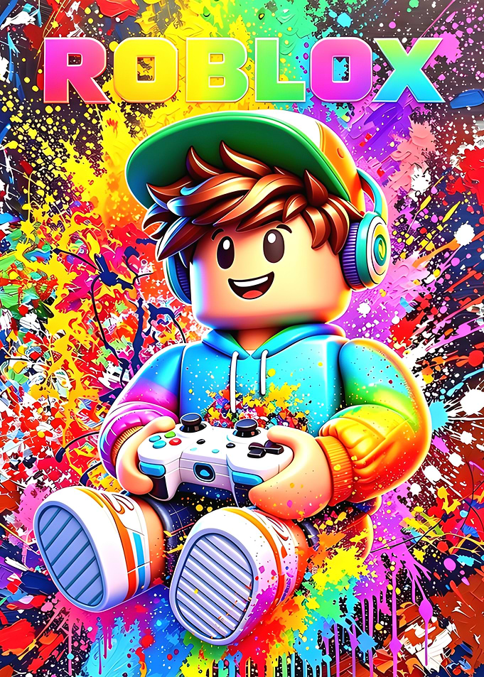 Roblox Gamer with Colorful Background