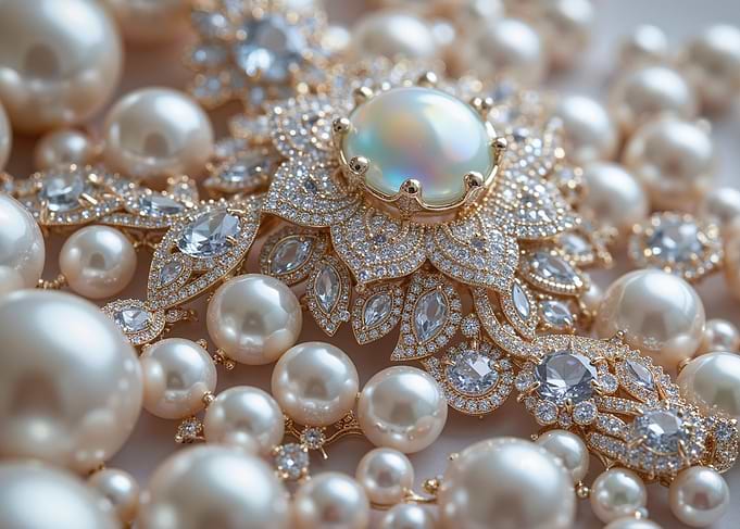 Exquisite Pearl and Diamond Necklace