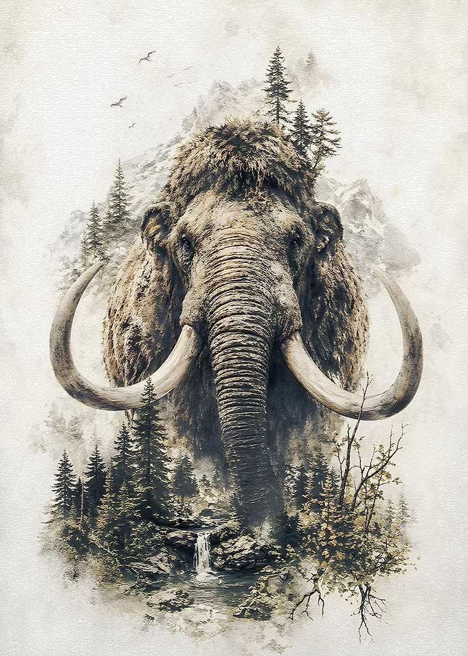 Mammoth in a Forest Landscape