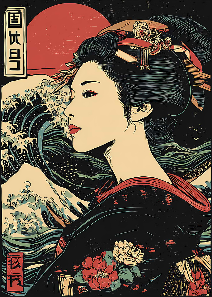 Retro Japan Pop: The Great Wave Geisha