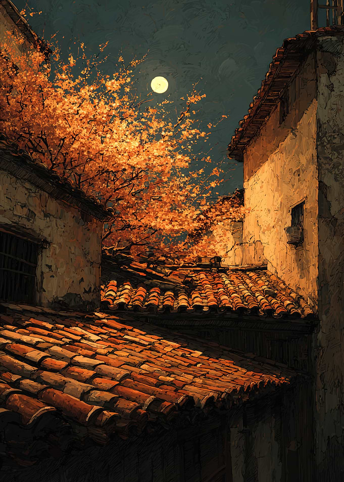 Moonlit Autumn Night in Old Town