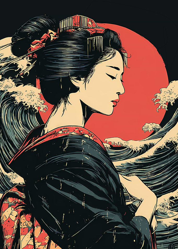 Geisha and Great Wave