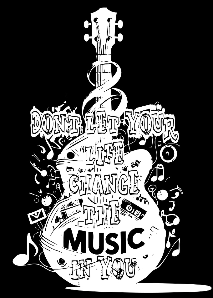 Guitar with Inspirational Music Quote