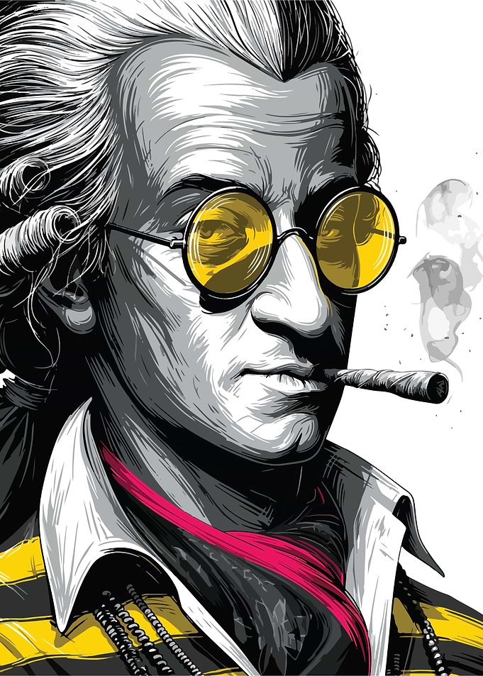 Mozart with cigar and sunglasses
