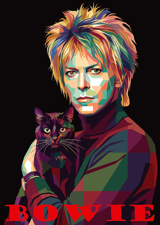 David Bowie Pop Art Portrait with Cat