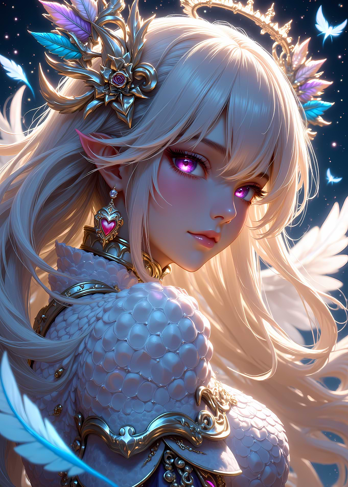 Anime Angel with Purple Eyes