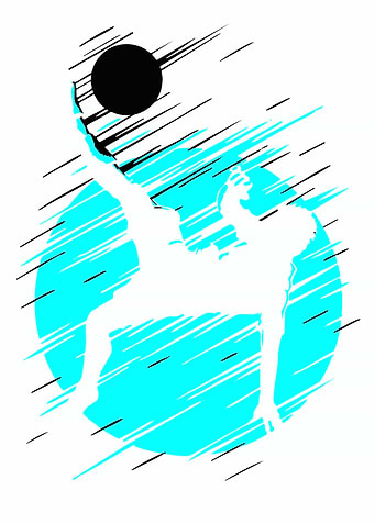 Soccer Player Silhouette with Abstract Background