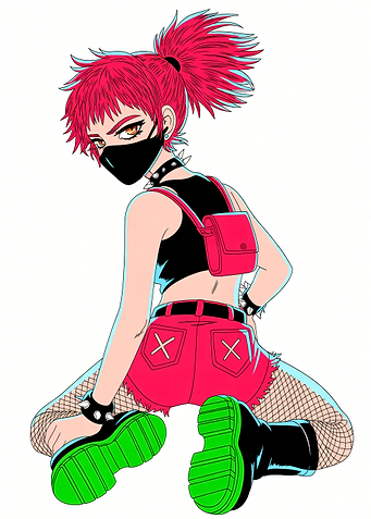 Anime Girl with Pink Hair and Mask