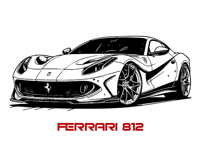 Ferrari 812 Line Art
