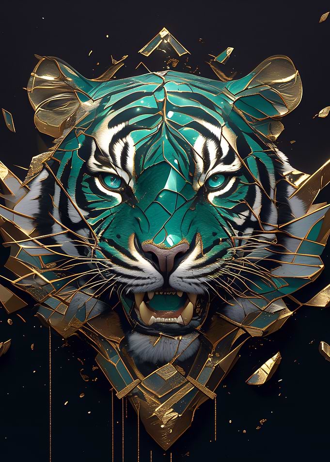 Emerald and Gold Tiger Portrait