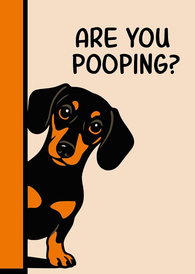 Are You Pooping? Funny Peeking Dachshund Playful Wiener Dog Bathroom Humor