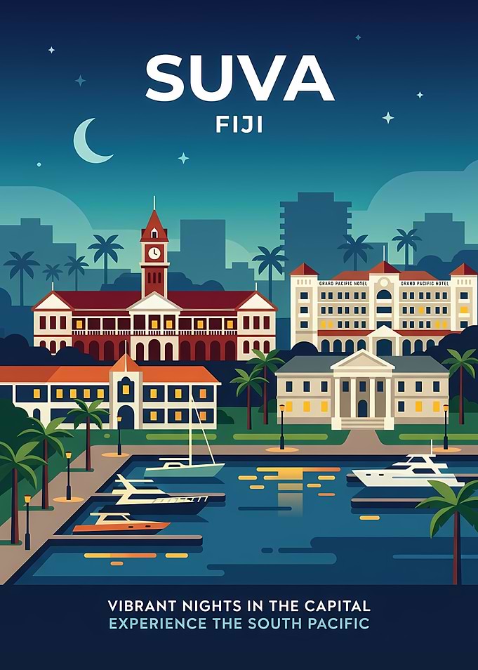 Suva Fiji Cityscape at Night