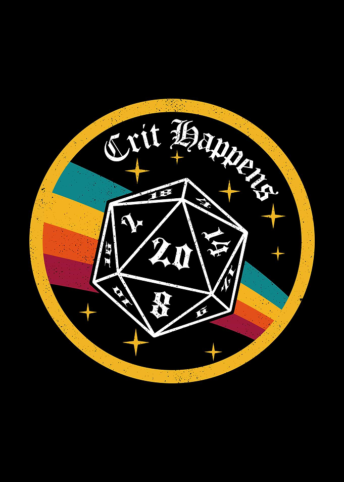 Crit Happens D20 Dice Retro Design