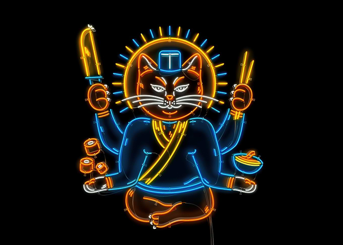 Neon Cat Sushi Chef