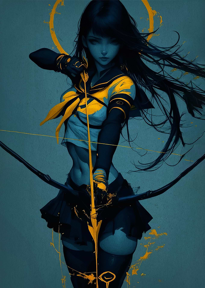 Anime Archer with Bow and Arrow