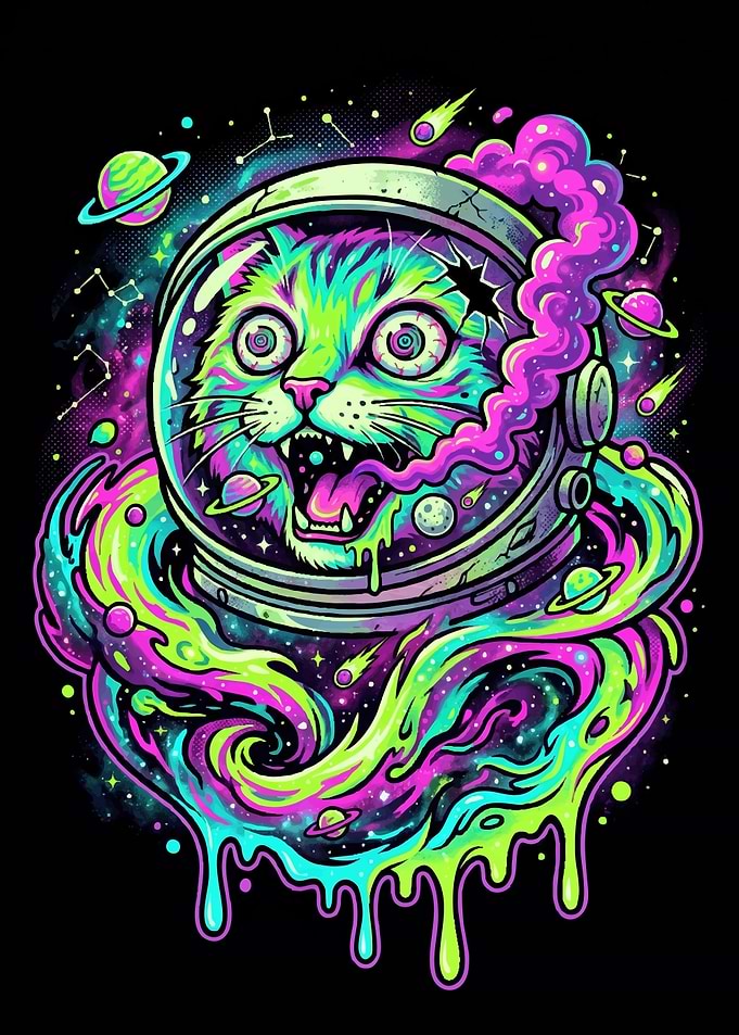 Psychedelic Space Cat Astronaut
