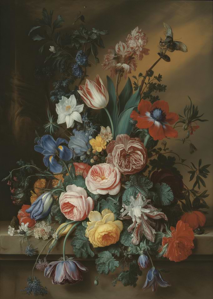 Baroque Floral Still Life with Butterfly