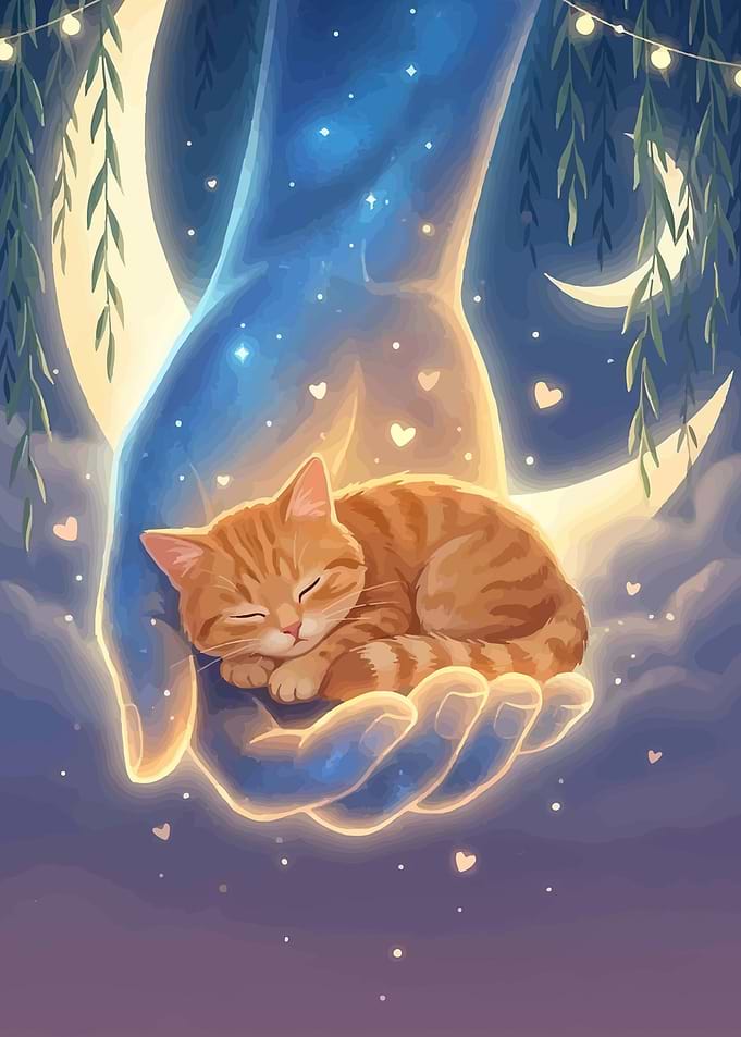 Sleeping Kitten in Gentle Hands