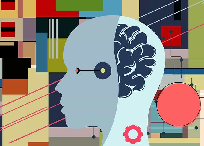 Abstract AI Brain and Head