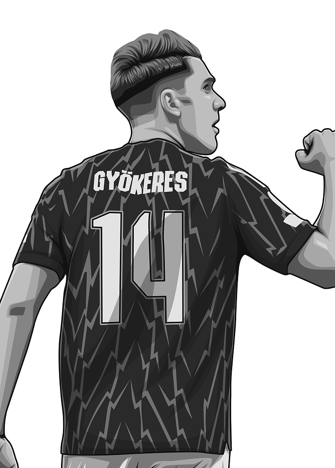 Viktor Gyokeres Black and White Version