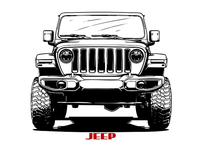 Jeep Wrangler Front View Illustration