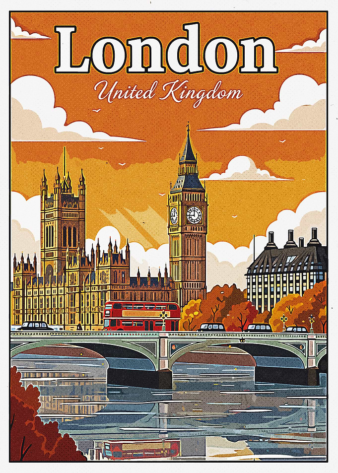 London Skyline Vintage Poster