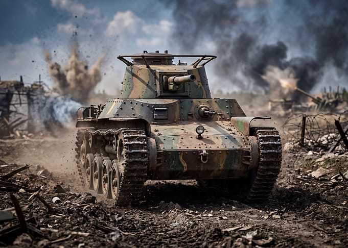 World War II type 97 Tank in Combat