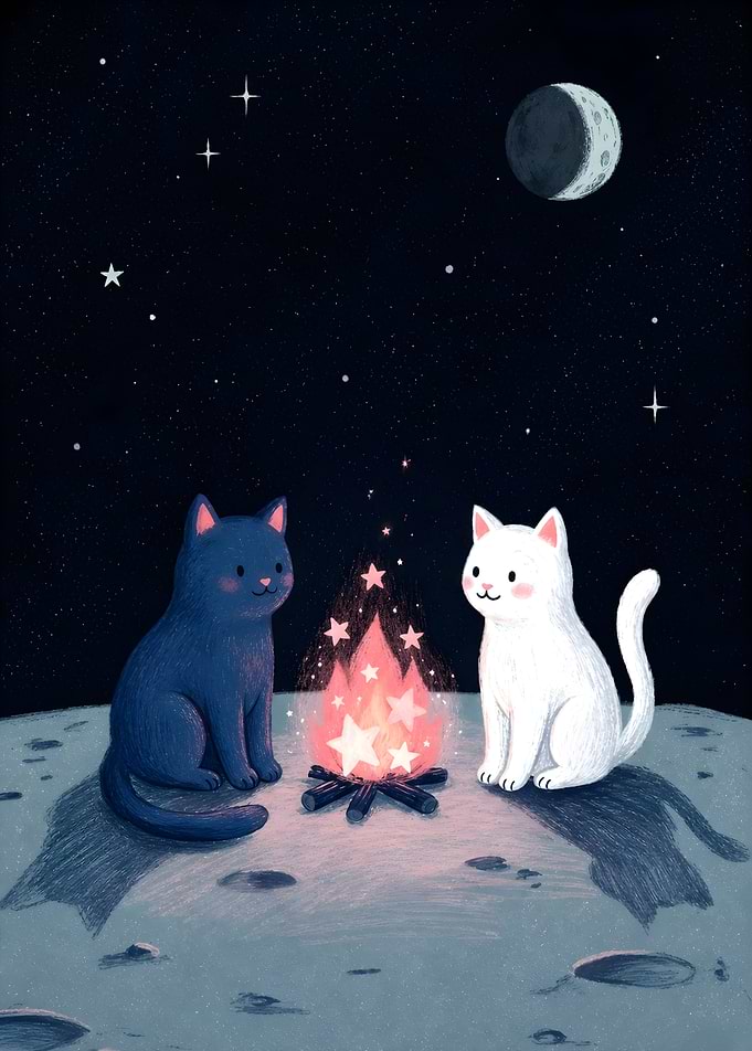 Cats Camping on the Moon