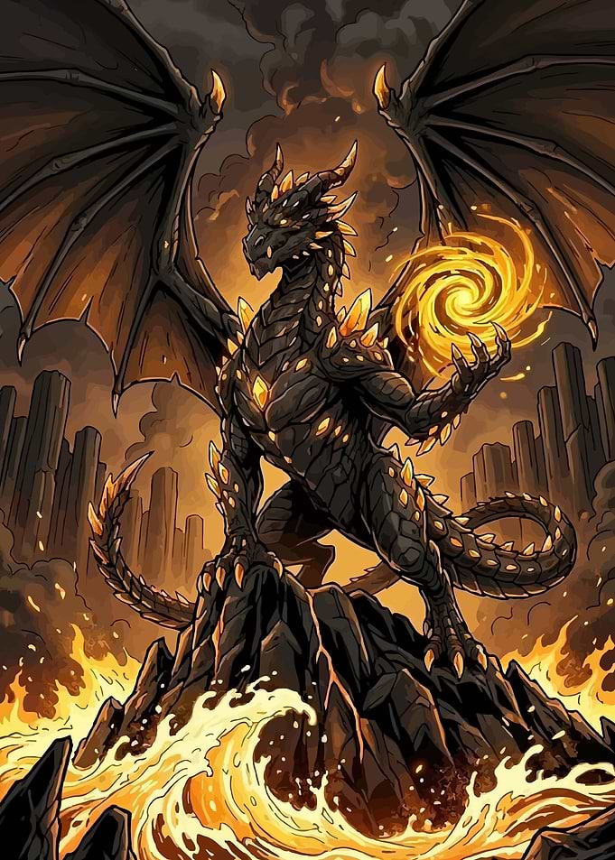 Black Dragon Conjuring Fire