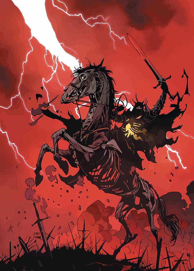 The Headless Horseman on a Skeletal Horse