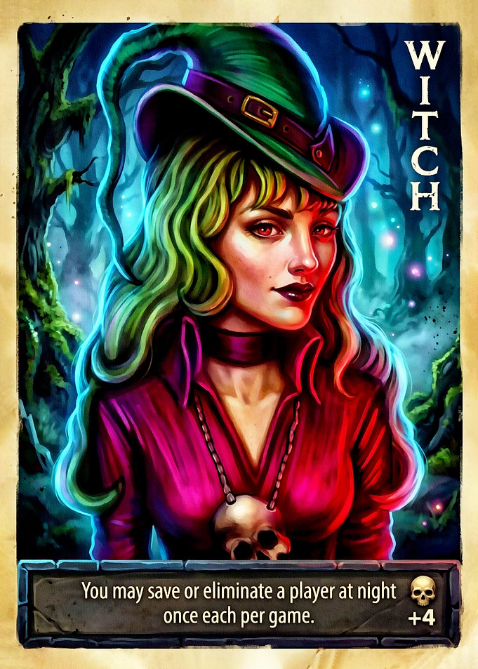 Witch Card with Skull Necklace