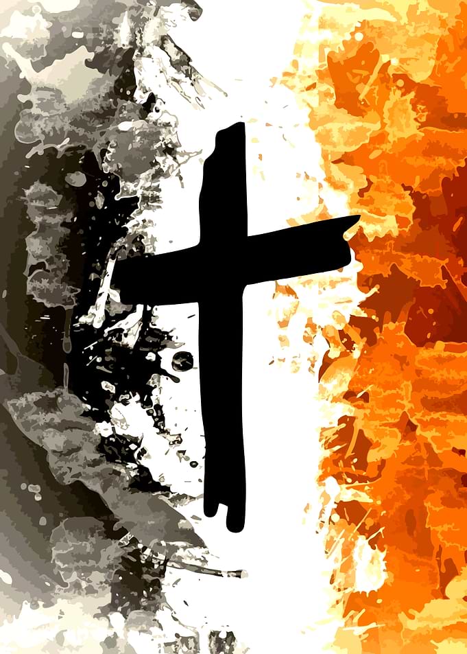 Abstract Cross with Splatter Background
