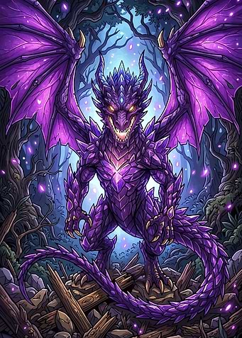 Purple Crystal Dragon in Forest