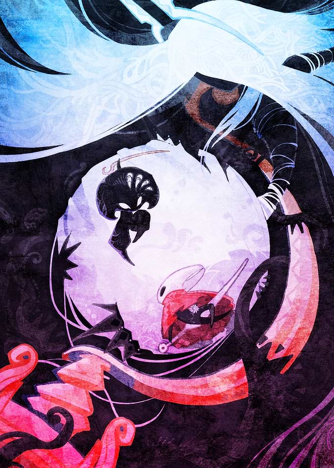 Hollow Knight Characters in Abstract Art