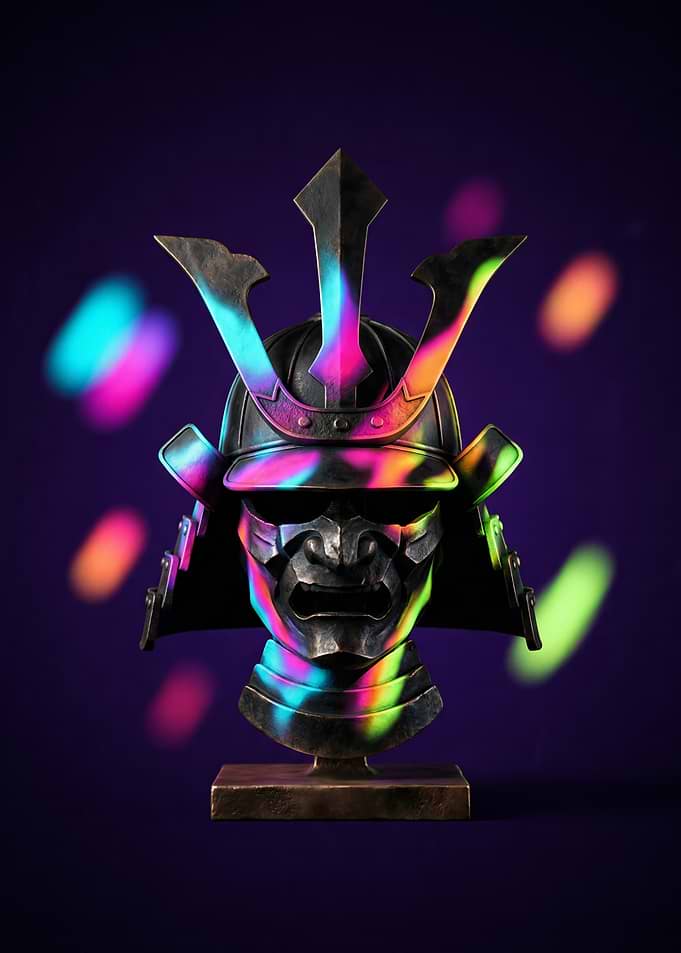 Samurai Helmet with Neon Lights