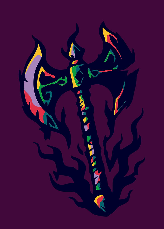 Stylized Axe with Fiery Aura