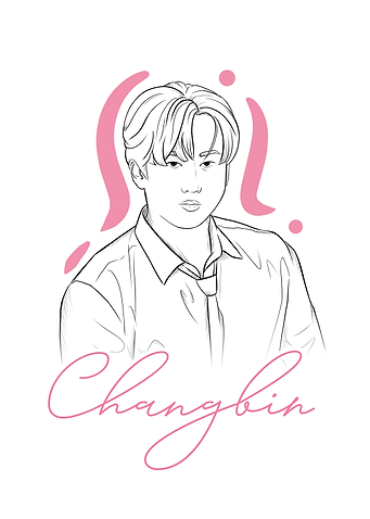 Changbin Stray Kids Line Art Portrait