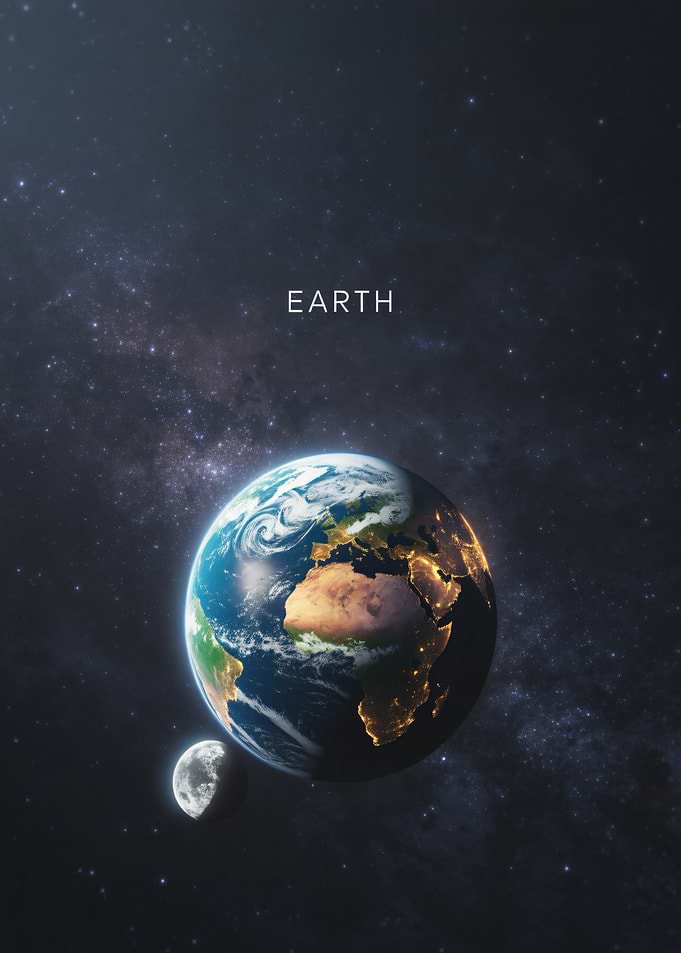 Earth and Moon in Space