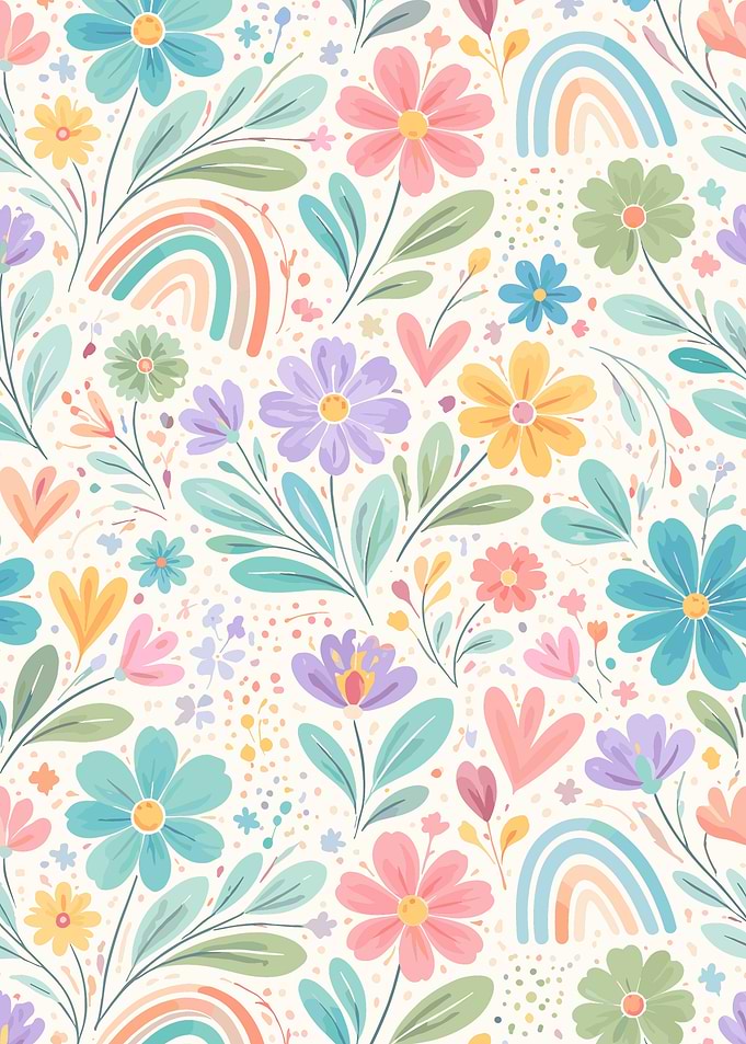 Pastel Floral Rainbow Pattern