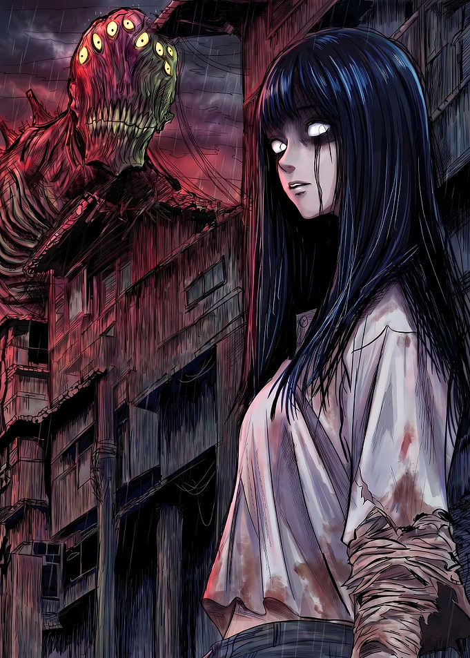 Anime Horror Scene Monster and Girl